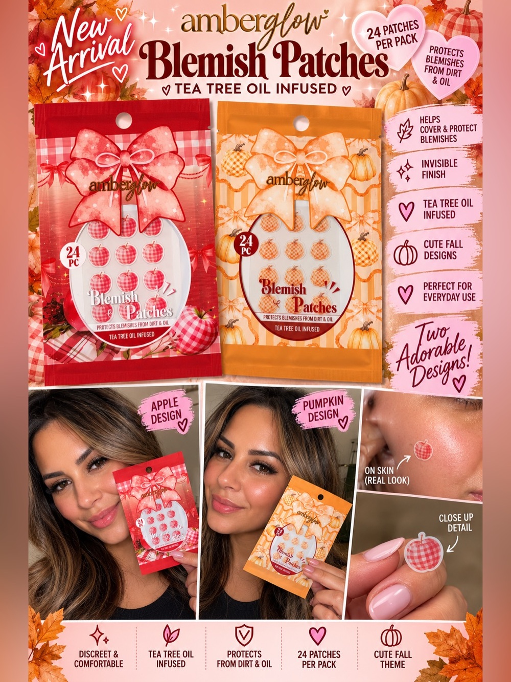 (#19) Amberglow – Apple & Pumpkin Designs Tea Tree Blemish Patches